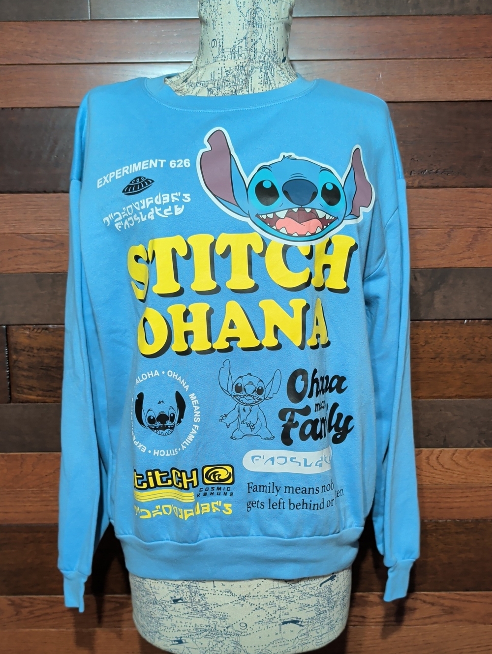 Disney Blue Stitch Ohana Graphic Sweatshirt -